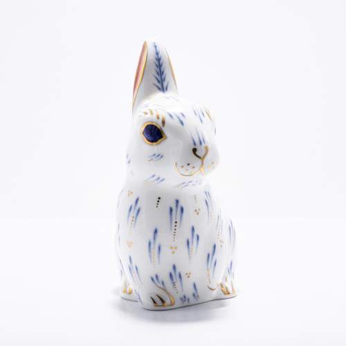 A Royal Crown Derby Ceramic Snowy Rabbit Paperweight image-3