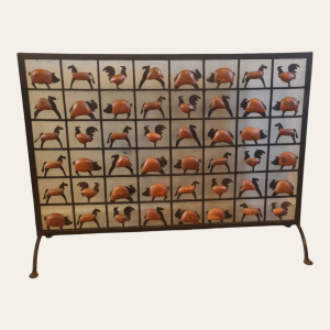 Mid Century French Wrought Iron Animal Screen by Atelier Marolles
