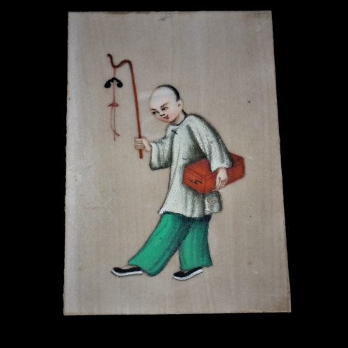 Set of Three 19th Century Chinese School Ink and Colour on Silk & Pith Paper image-4