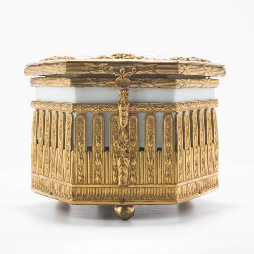 Antique Victorian Gilt Metal and Porcelain Swiss Musical Box image-4