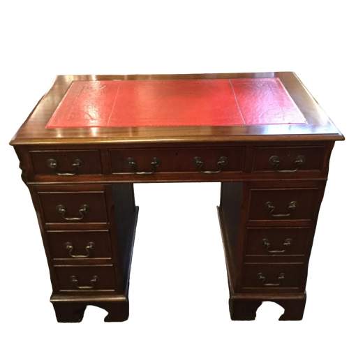 Vintage Ladies Desk in Mahogany with Red Leather Tooled Top image-1