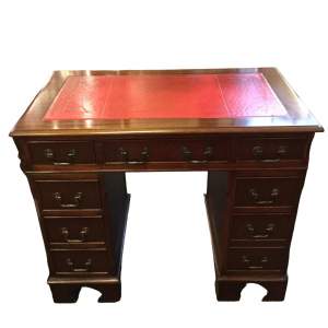 Vintage Ladies Desk in Mahogany with Red Leather Tooled Top