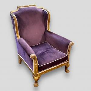 19th Century French Giltwood Throne Chair