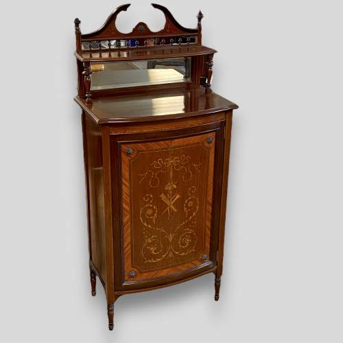 Bow Fronted Marquetry Inlaid Cabinet image-1
