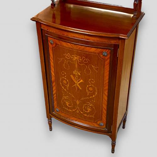 Bow Fronted Marquetry Inlaid Cabinet image-4