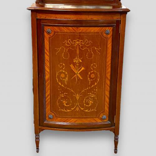 Bow Fronted Marquetry Inlaid Cabinet image-5