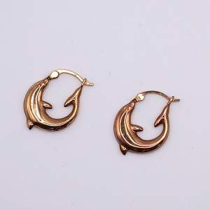 Dolphin Hoop Earrings. 9ct Gold