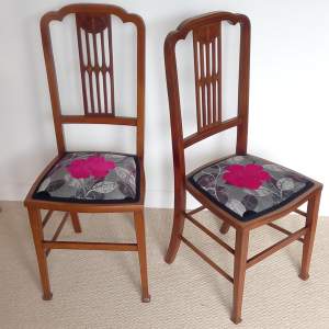 Pair Edwardian Mahogany and Boxwood Strung Side Bedroom Chairs