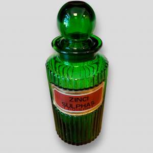 Zinci Sulphas Green Glass Poison Bottle