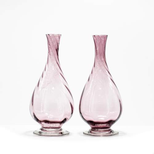 A Pair of Tall Amethyst Coloured Glass Vases image-1