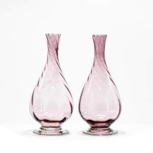 A Pair of Tall Amethyst Coloured Glass Vases