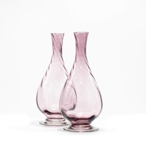 A Pair of Tall Amethyst Coloured Glass Vases image-2