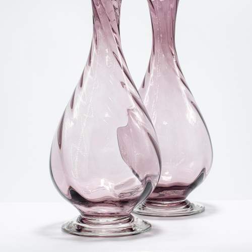 A Pair of Tall Amethyst Coloured Glass Vases image-3