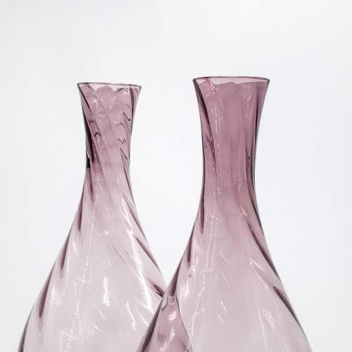 A Pair of Tall Amethyst Coloured Glass Vases image-5