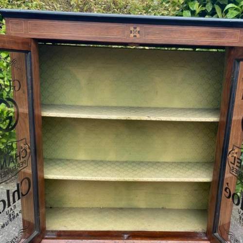 Antique 2 Door Pier Cabinet - Small Glazed Bookcase image-5