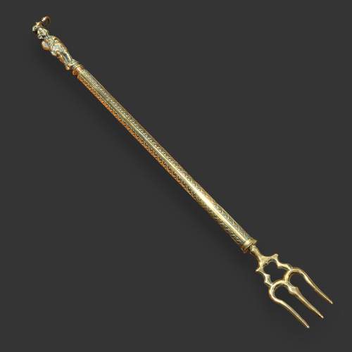 Unusual 19th Century Extending Brass Toasting Fork image-1