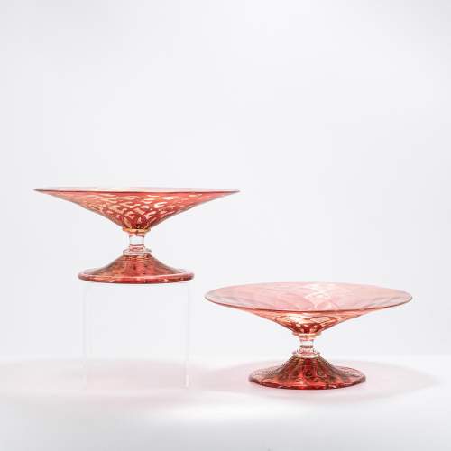 A Pair of  Early 20th Century Pedestal Glass Tazzas image-2