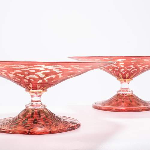 A Pair of  Early 20th Century Pedestal Glass Tazzas image-4