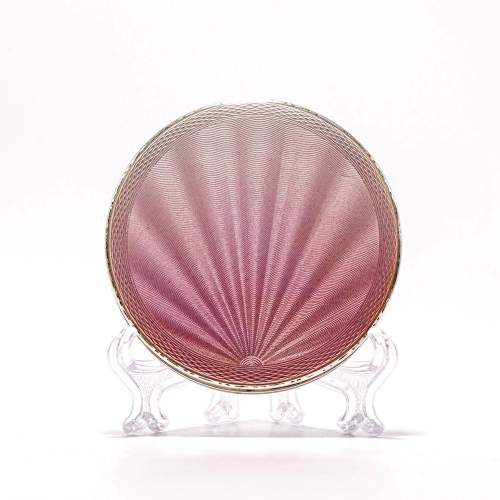 Vintage Sterling Silver and Guilloche Enamel Compact - Round image-1
