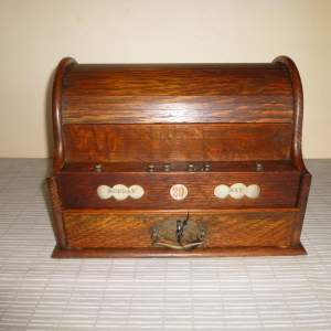 Victorian Oak Tambour Stationary Cabinet