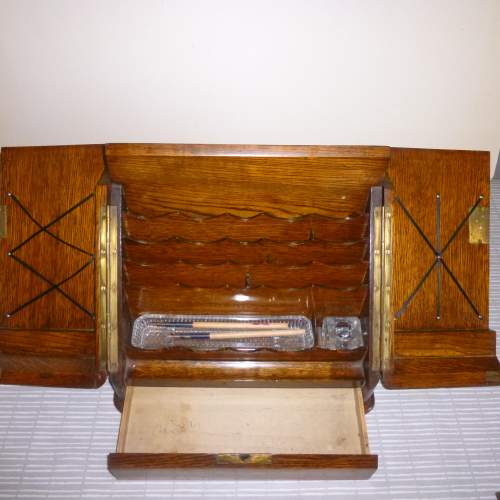 Small Oak Edwardian Stationary Cabinet. image-4