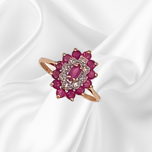 Gold Ruby Diamond Ballerina design Ring image-5
