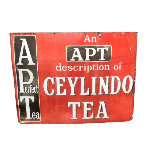 Large Antique Ceylindo Tea Enamel Advertising Sign image-1