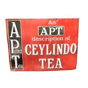 Large Antique Ceylindo Tea Enamel Advertising Sign