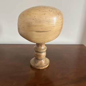 An Early 20th Century Wooden Milliners Hat Block on Stand