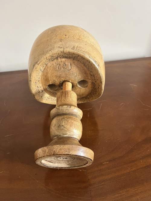 An Early 20th Century Wooden Milliners Hat Block on Stand image-4