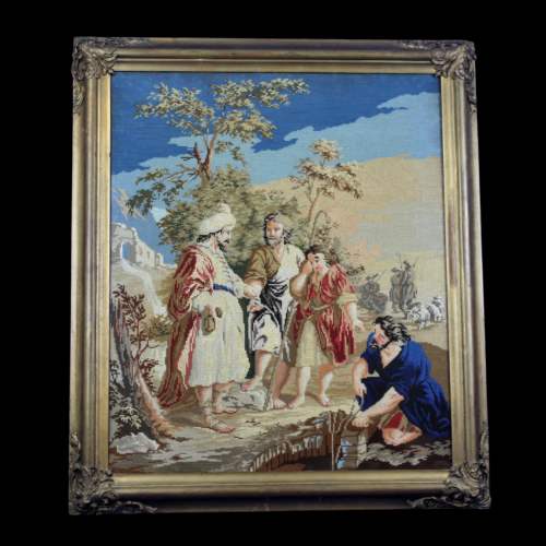 Large 19th Century Tapestry of a Biblical Scene image-1