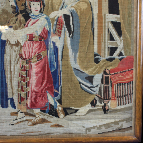 Large 19th Century Tapestry - Figures Outside of a Building image-6