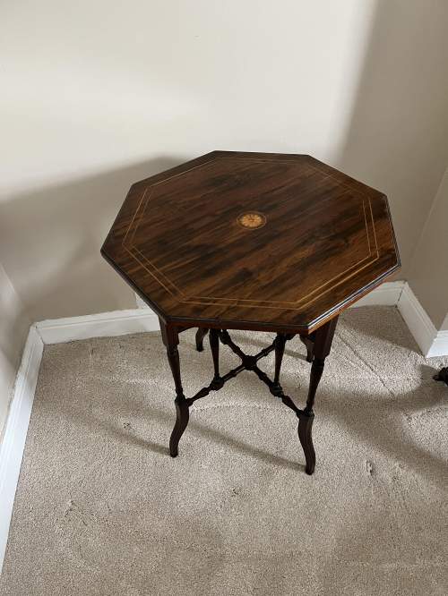 C1900  An Aesthetic Movement Inlaid Octagonal Mahogany Table image-2