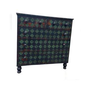 Victorian Painted Harlequin Design 2 over 3 Chest of Drawers
