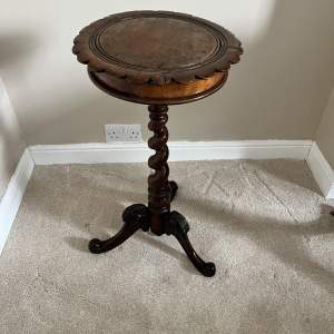 Circa 1860 A Mahogany Circular Carved Top & Barley Twist Column Table