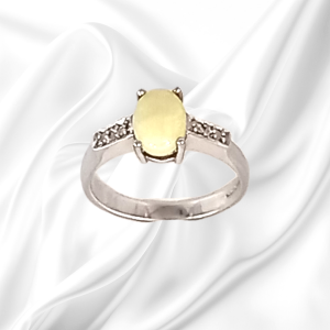 Gold Opal and Diamond Art Deco Design Ring