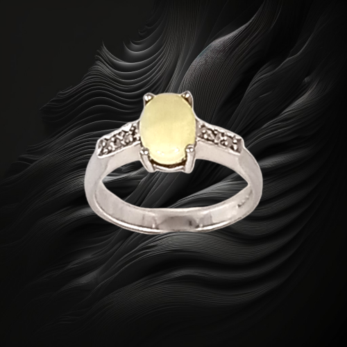 Gold Opal and Diamond Art Deco Design Ring image-2