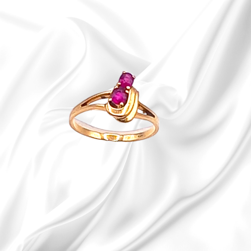 18ct Gold Ruby Unusual Design Ring image-1