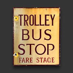 Enamel Trolley Bus Stop Sign