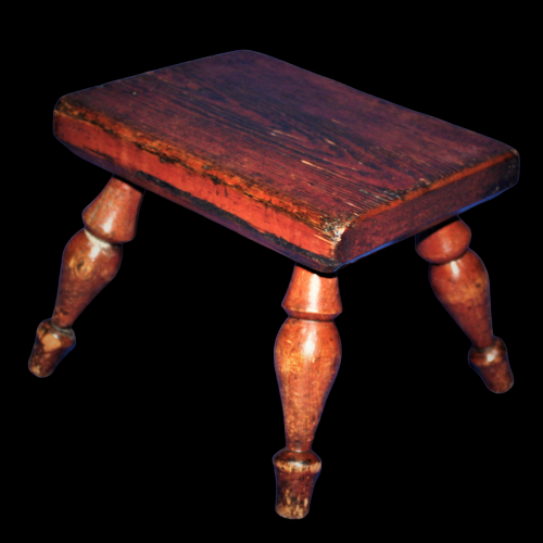 Country Made Stool with Turned Legs image-1