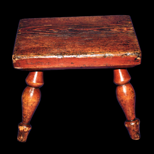 Country Made Stool with Turned Legs image-5