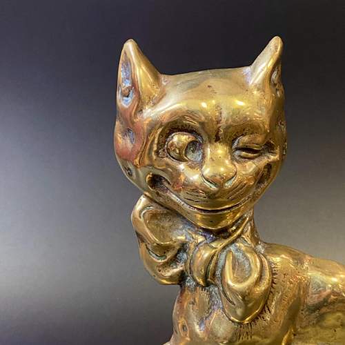 Vintage Brass Cheshire Cat Doorstop image-3
