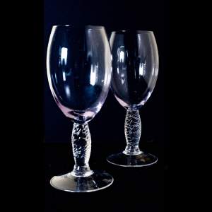 Pair of Art Deco Bi-colour Neodymium Wine Glasses