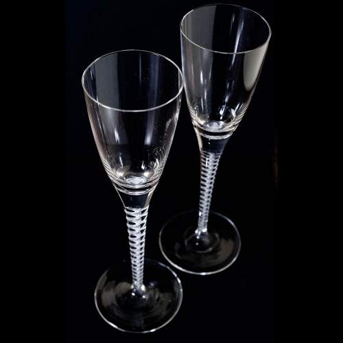 Pair of Art Deco  Opaque Ribbon Twist  Champagne Flutes image-4