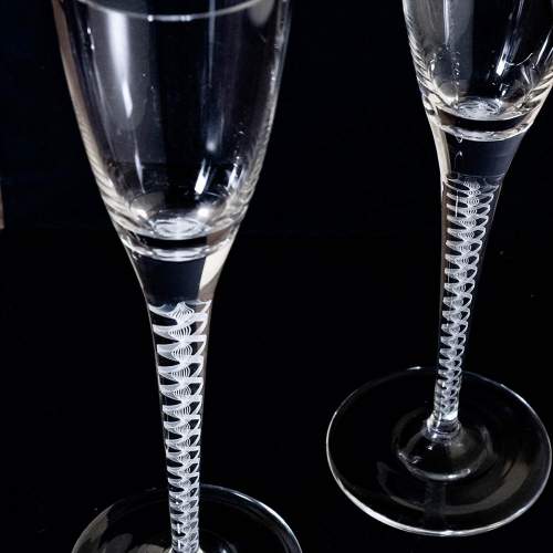 Pair of Art Deco  Opaque Ribbon Twist  Champagne Flutes image-6