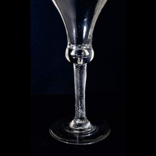 George II c1750 Early English Bell Bowl Air Twist Stem Wine Glass image-2