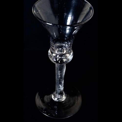 George II c1750 Early English Bell Bowl Air Twist Stem Wine Glass image-3