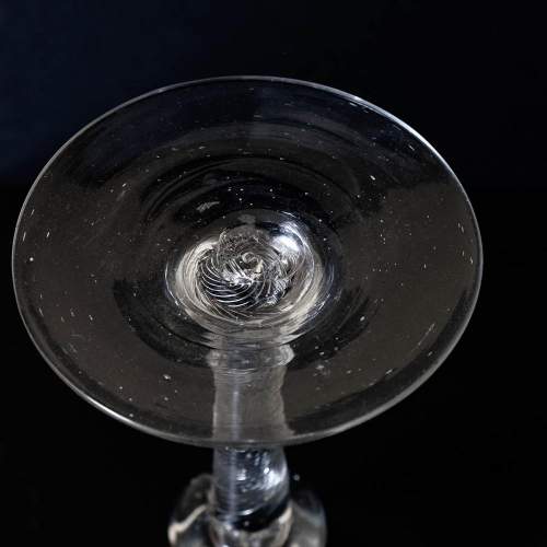George II c1750 Early English Bell Bowl Air Twist Stem Wine Glass image-5
