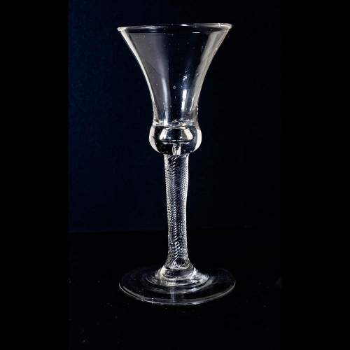 George II c1750 Early English Bell Bowl Air Twist Stem Wine Glass image-1
