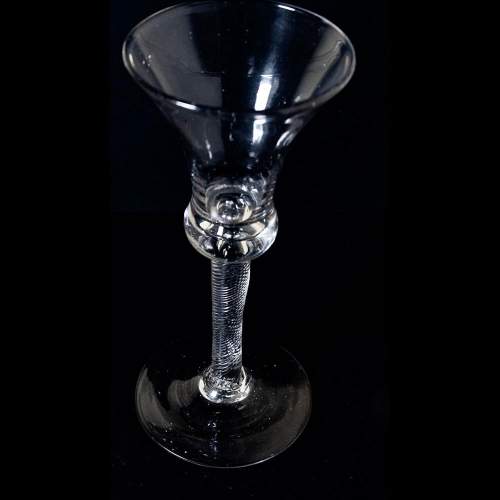 George II c1750 Early English Bell Bowl Air Twist Stem Wine Glass image-6